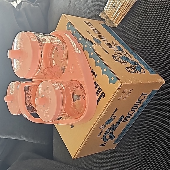 Vintage "Round the Clock with Baby" Jar and Tray set. PINK. Pristine condition. - Picture 9 of 12